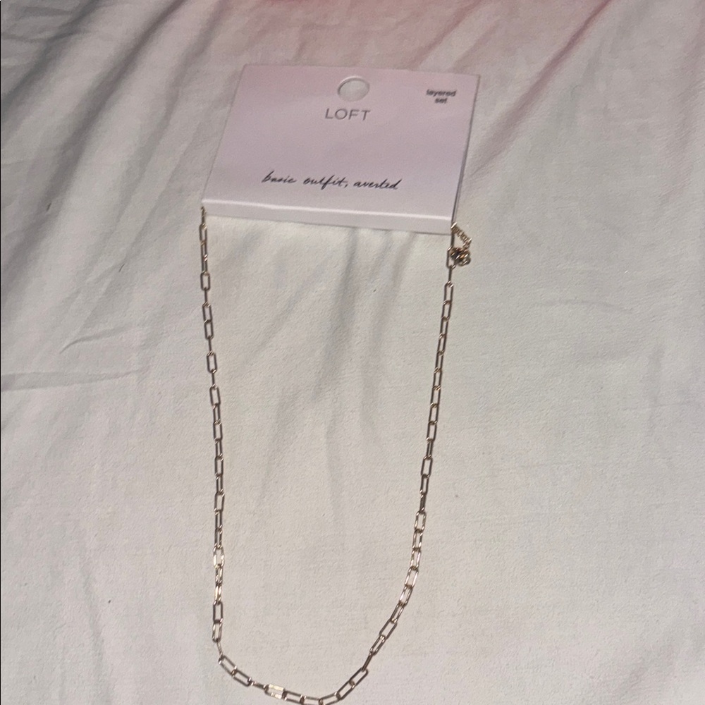LOFT Gold Paperclip Link Necklace